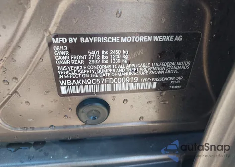 2014 BMW 550I из США, поврежденный, VIN WBAKN9C57ED000919